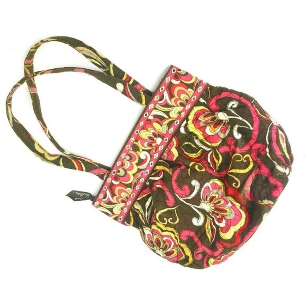 Vera Bradley MORGAN Tote in Retired Puccini Print Quilted Brown Red Orange RARE - Picture 8 of 8